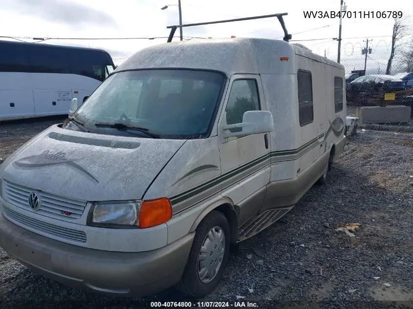 2001 Volkswagen Eurovan VIN: WV3AB47011H106789 Lot: 40764800