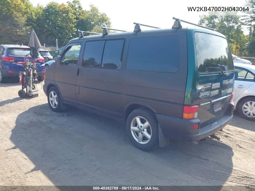 2002 Volkswagen Eurovan Gls VIN: WV2KB47002H043064 Lot: 40352789