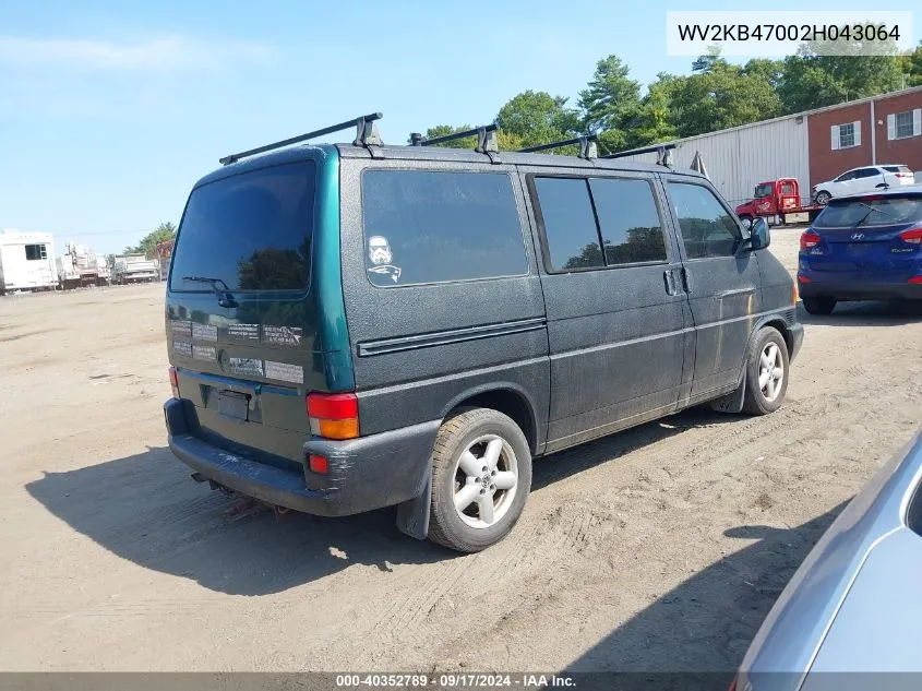 2002 Volkswagen Eurovan Gls VIN: WV2KB47002H043064 Lot: 40352789