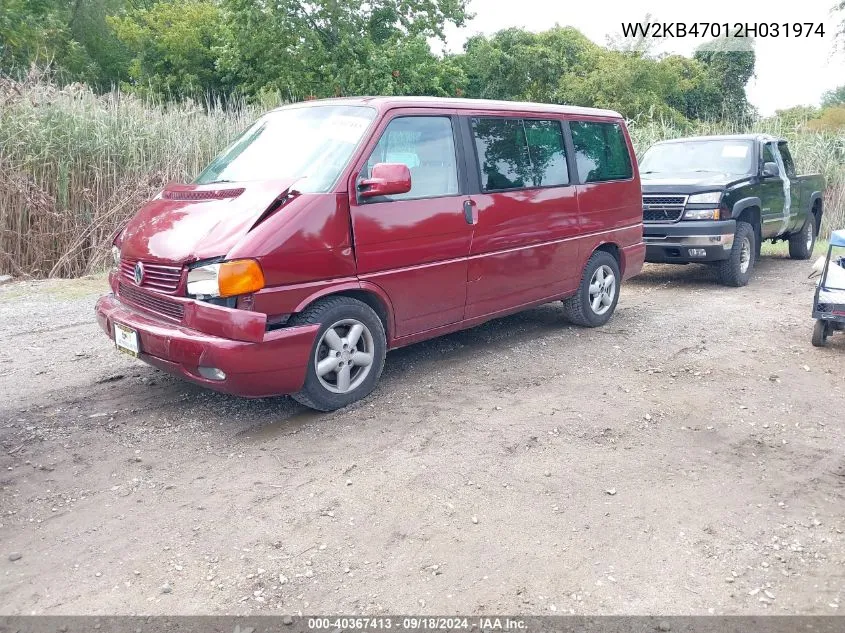 2002 Volkswagen Eurovan Gls VIN: WV2KB47012H031974 Lot: 40367413