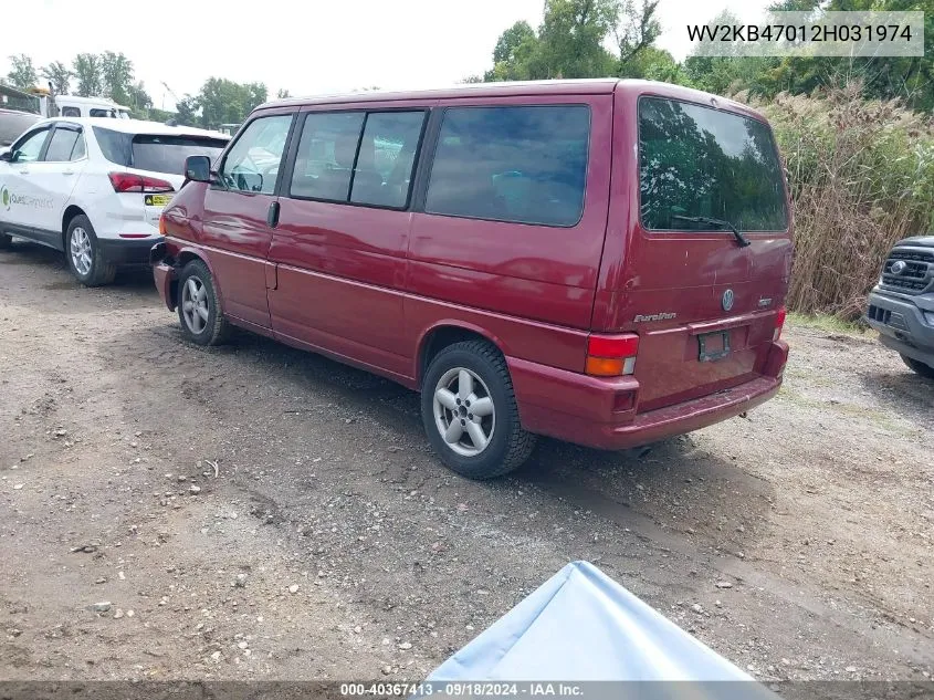 2002 Volkswagen Eurovan Gls VIN: WV2KB47012H031974 Lot: 40367413