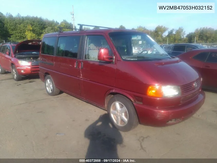 2003 Volkswagen Eurovan Mv VIN: WV2MB47053H032152 Lot: 40372858