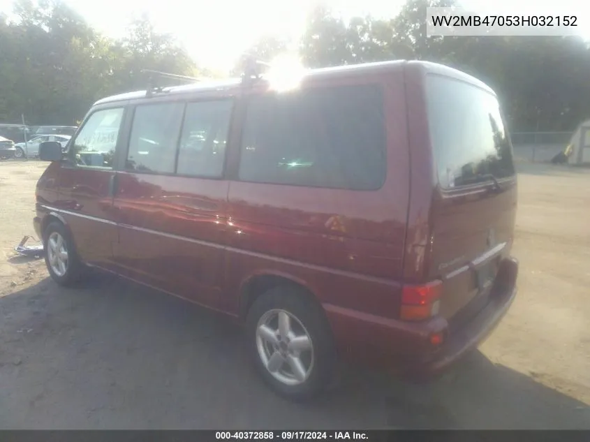 WV2MB47053H032152 2003 Volkswagen Eurovan Mv