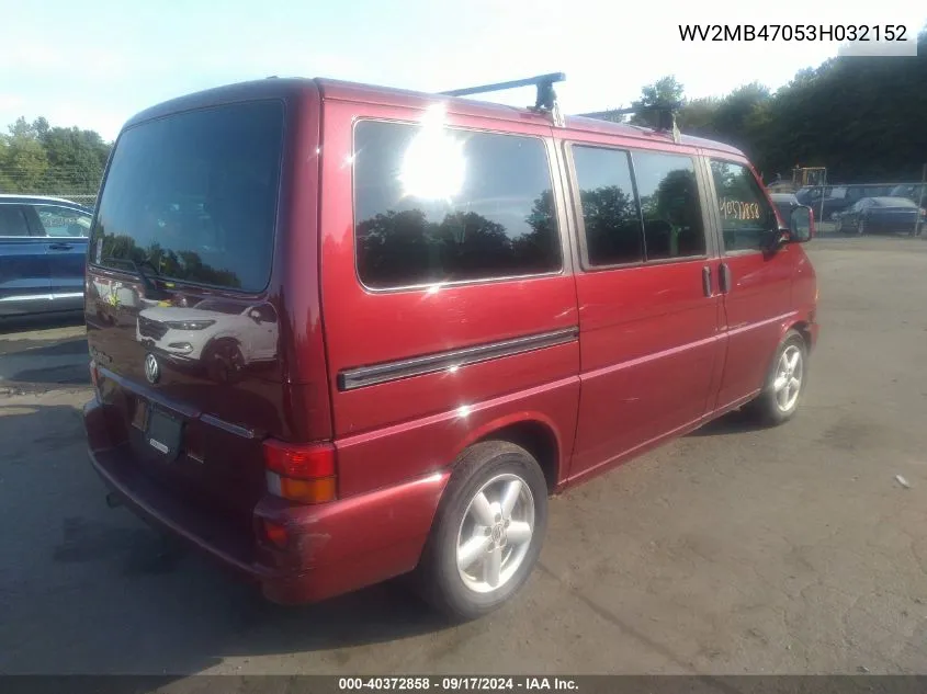 2003 Volkswagen Eurovan Mv VIN: WV2MB47053H032152 Lot: 40372858