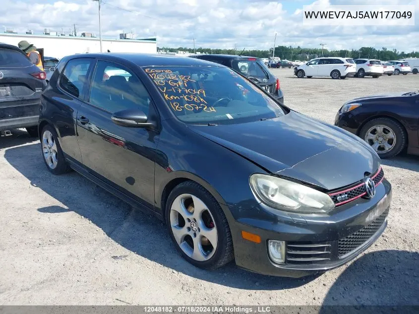 2010 Volkswagen Golf Gti VIN: WVWEV7AJ5AW177049 Lot: 12048182