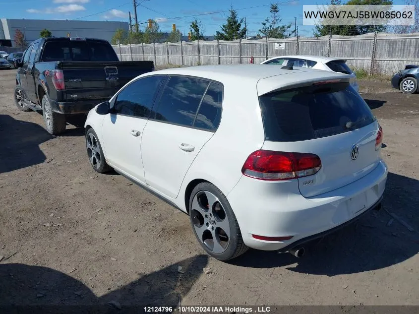 2011 Volkswagen Golf Gti VIN: WVWGV7AJ5BW085062 Lot: 12124796