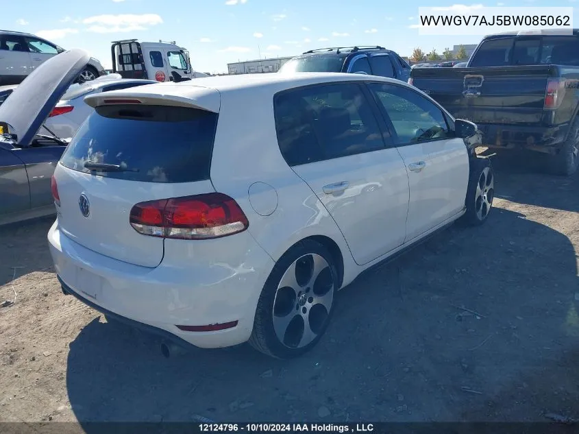 2011 Volkswagen Golf Gti VIN: WVWGV7AJ5BW085062 Lot: 12124796