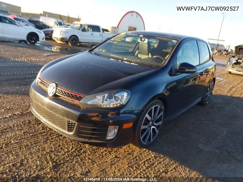 2012 Volkswagen Golf Gti VIN: WVWFV7AJ7CW092527 Lot: 12145419