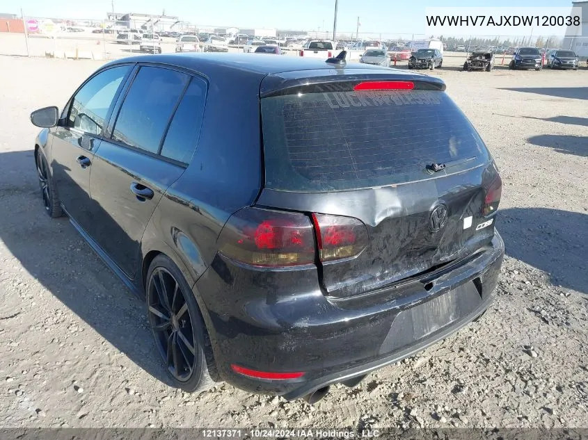 2013 Volkswagen Golf Gti VIN: WVWHV7AJXDW120038 Lot: 12137371