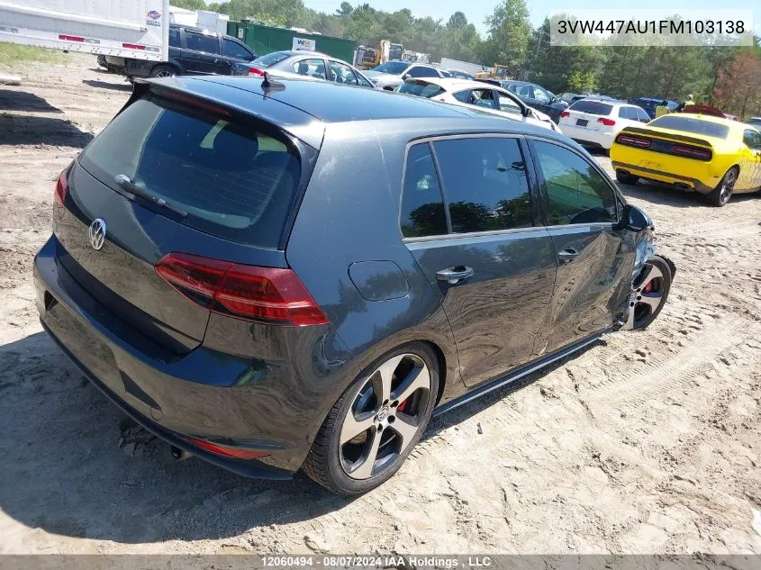 3VW447AU1FM103138 2015 Volkswagen Golf Gti