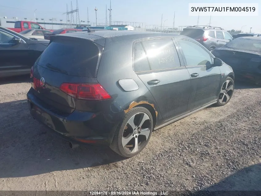 3VW5T7AU1FM004519 2015 Volkswagen Golf Gti