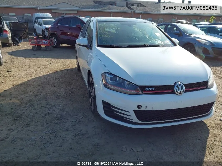 2015 Volkswagen Golf Gti VIN: 3VW5T7AU0FM082435 Lot: 12102795