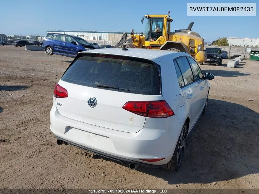 2015 Volkswagen Golf Gti VIN: 3VW5T7AU0FM082435 Lot: 12102795