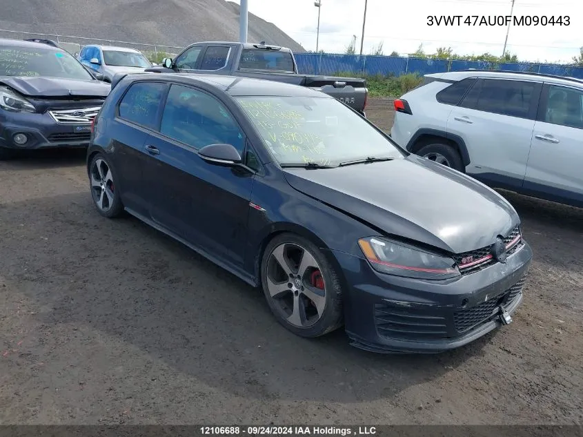 3VWT47AU0FM090443 2015 Volkswagen Golf Gti