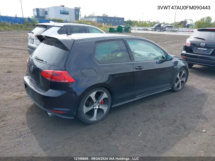 3VWT47AU0FM090443 2015 Volkswagen Golf Gti