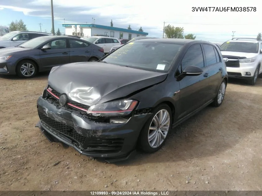 2015 Volkswagen Golf Gti VIN: 3VW4T7AU6FM038578 Lot: 12109993