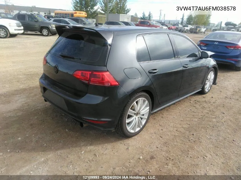 2015 Volkswagen Golf Gti VIN: 3VW4T7AU6FM038578 Lot: 12109993