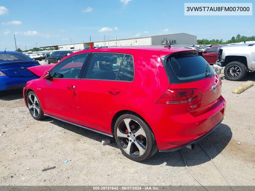 3VW5T7AU8FM007000 2015 Volkswagen Golf Gti 2.0T S 4-Door