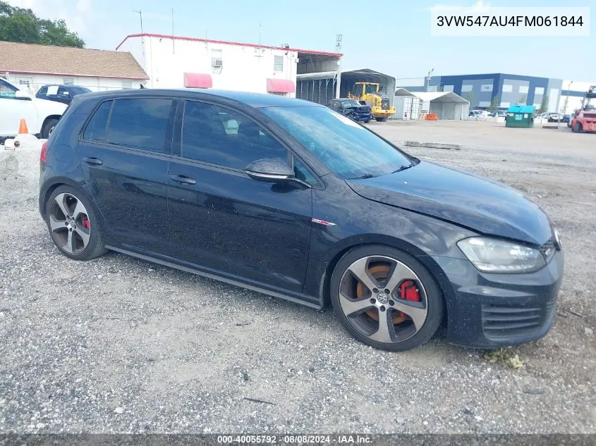 2015 Volkswagen Golf Gti 2.0T S W/Performance Package 4-Door VIN: 3VW547AU4FM061844 Lot: 40055792