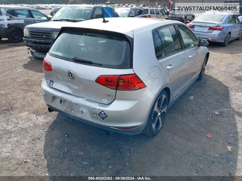 2015 Volkswagen Golf Gti 2.0T Se 4-Door VIN: 3VW5T7AU2FM060405 Lot: 40202263