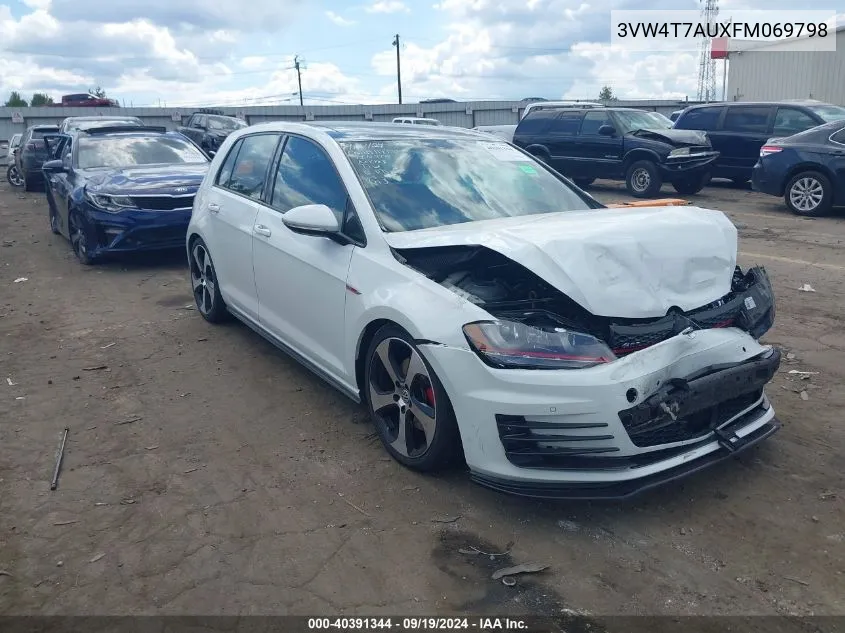 2015 Volkswagen Golf Gti 2.0T Autobahn 4-Door VIN: 3VW4T7AUXFM069798 Lot: 40391344