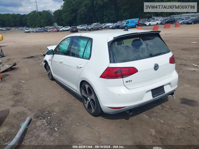 2015 Volkswagen Golf Gti 2.0T Autobahn 4-Door VIN: 3VW4T7AUXFM069798 Lot: 40391344