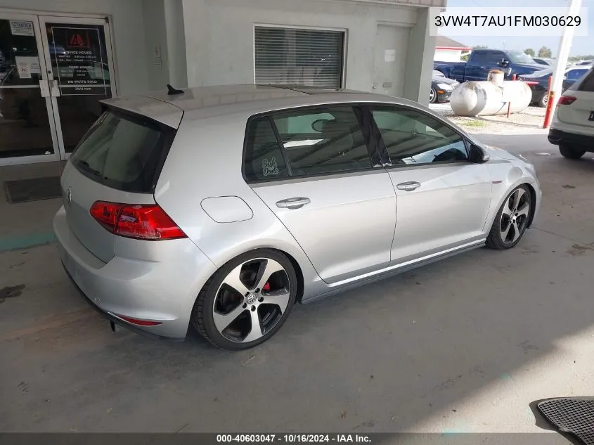 2015 Volkswagen Golf Gti 2.0T Se 4-Door VIN: 3VW4T7AU1FM030629 Lot: 40603047