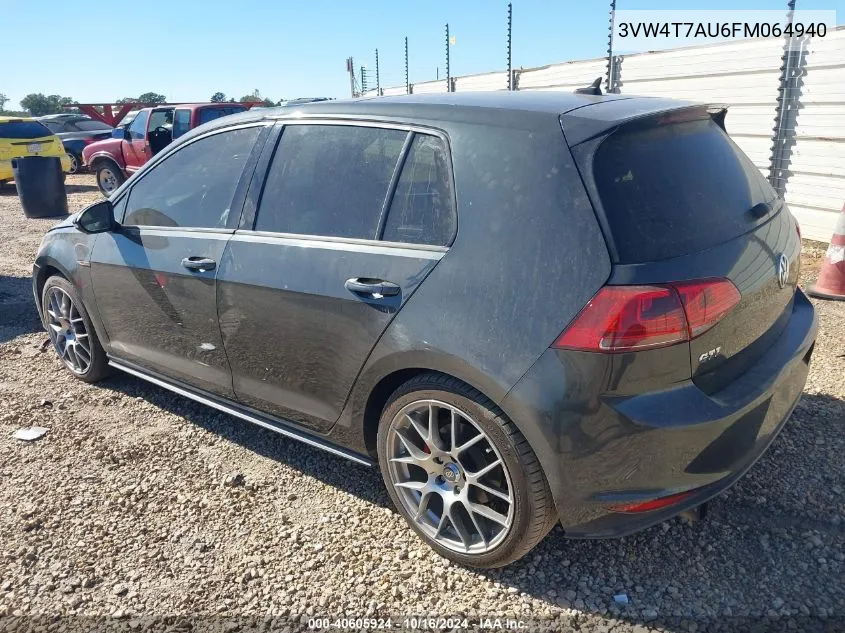 3VW4T7AU6FM064940 2015 Volkswagen Golf Gti 2.0T Autobahn 4-Door