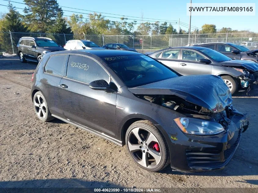 2015 Volkswagen Golf Gti 2.0T S 2-Door VIN: 3VWYT7AU3FM089165 Lot: 40623590