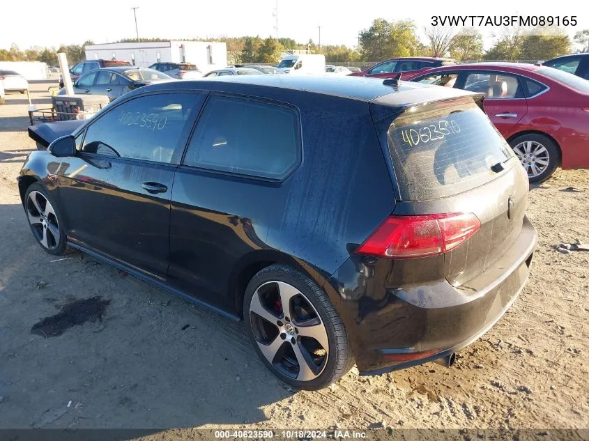 2015 Volkswagen Golf Gti 2.0T S 2-Door VIN: 3VWYT7AU3FM089165 Lot: 40623590