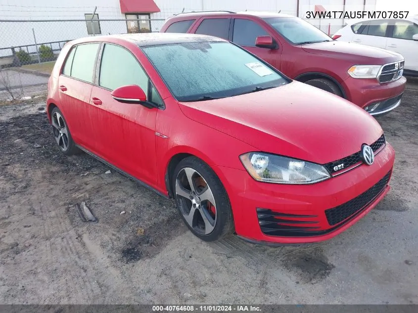 2015 Volkswagen Golf Gti 2.0T Se 4-Door VIN: 3VW4T7AU5FM707857 Lot: 40764608