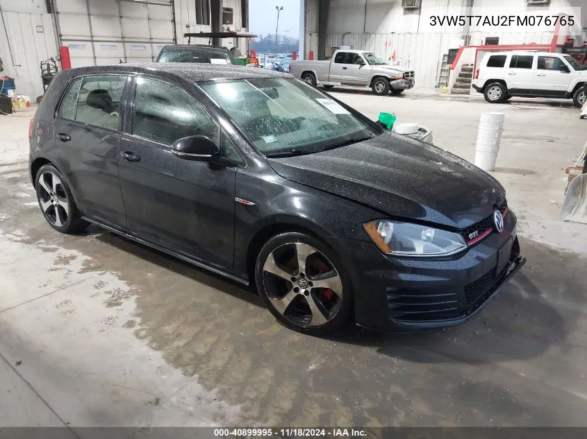 2015 Volkswagen Golf Gti 2.0T S 4-Door VIN: 3VW5T7AU2FM076765 Lot: 40899995