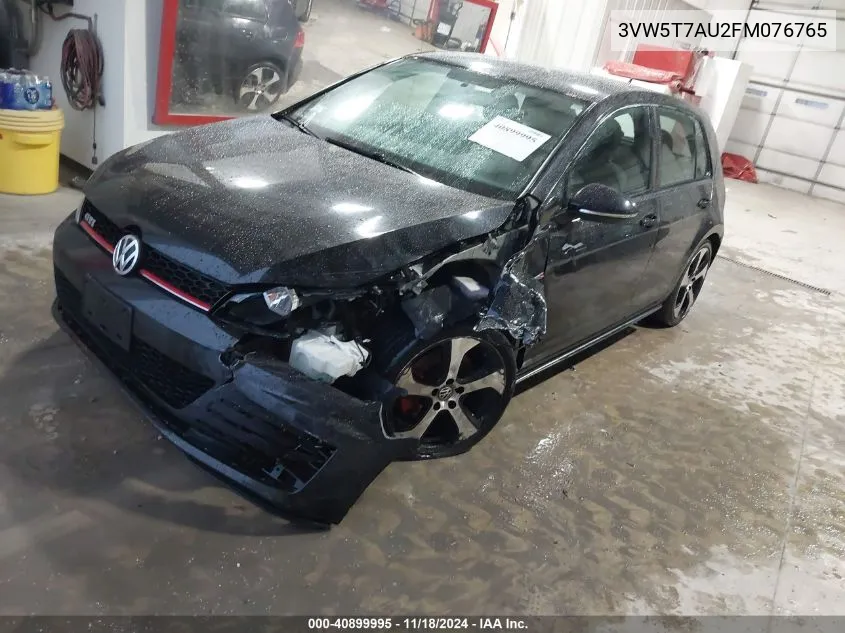 2015 Volkswagen Golf Gti 2.0T S 4-Door VIN: 3VW5T7AU2FM076765 Lot: 40899995