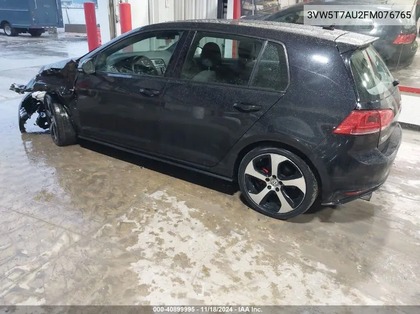 2015 Volkswagen Golf Gti 2.0T S 4-Door VIN: 3VW5T7AU2FM076765 Lot: 40899995