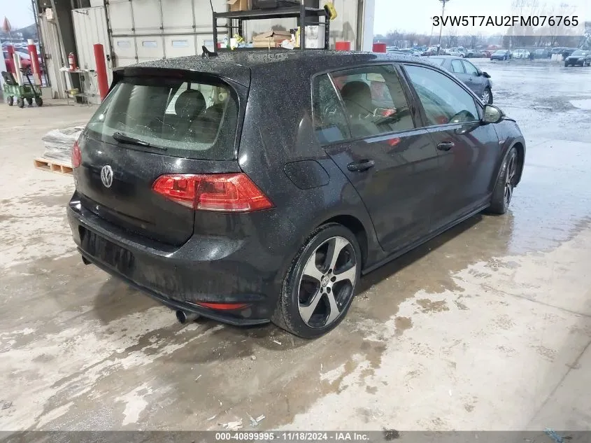 2015 Volkswagen Golf Gti 2.0T S 4-Door VIN: 3VW5T7AU2FM076765 Lot: 40899995