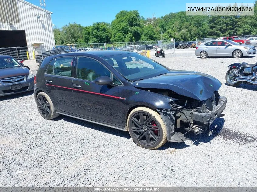 3VW447AU6GM034626 2016 Volkswagen Golf Gti Autobahn W/Performance Package 4-Door/S W/Performance Package 4-Door/Se W/Performance Package 4-Door