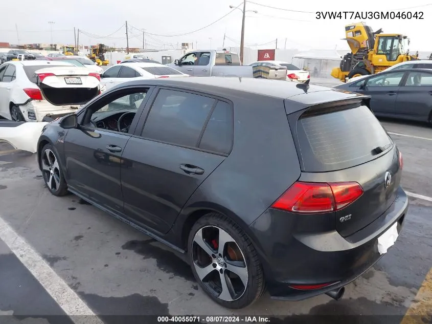 2016 Volkswagen Golf Gti S 4-Door VIN: 3VW4T7AU3GM046042 Lot: 40055071