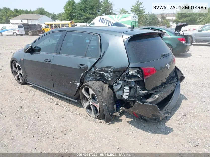 3VW5T7AU1GM014985 2016 Volkswagen Golf Gti Se 4-Door