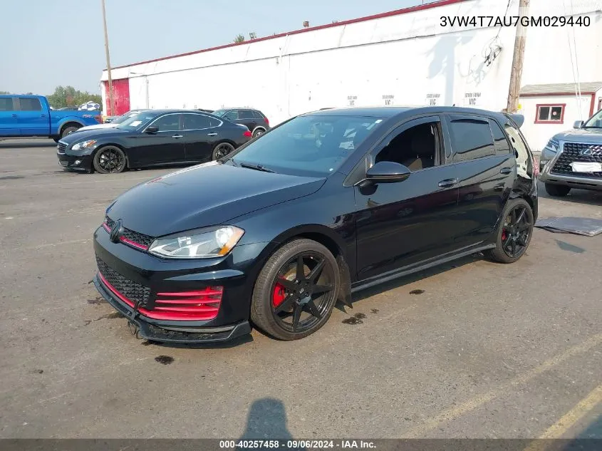 2016 Volkswagen Golf Gti Autobahn 4-Door/S 4-Door/Se 4-Door VIN: 3VW4T7AU7GM029440 Lot: 40257458