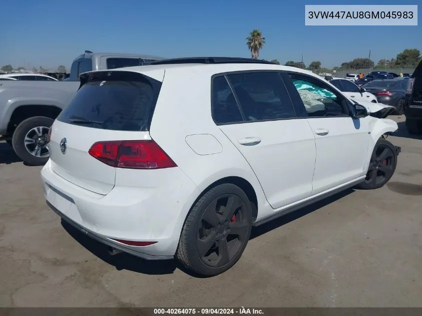 3VW447AU8GM045983 2016 Volkswagen Golf Gti S/Se/Autobahn