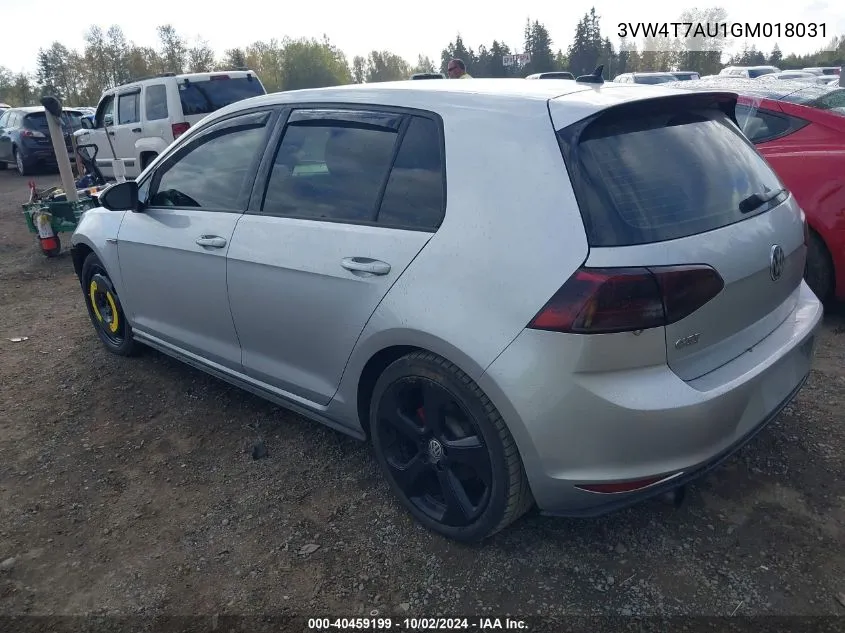 3VW4T7AU1GM018031 2016 Volkswagen Golf Gti S 4-Door