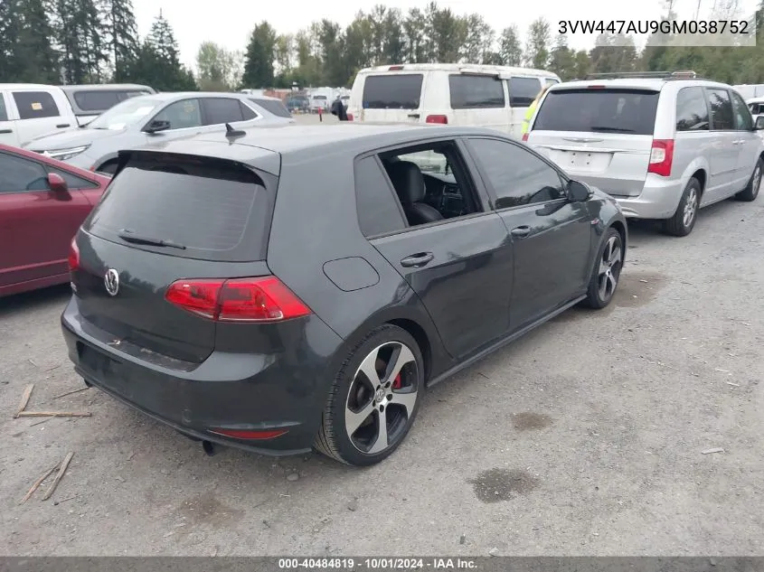 2016 Volkswagen Golf Gti Autobahn W/Performance Package 4-Door VIN: 3VW447AU9GM038752 Lot: 40484819