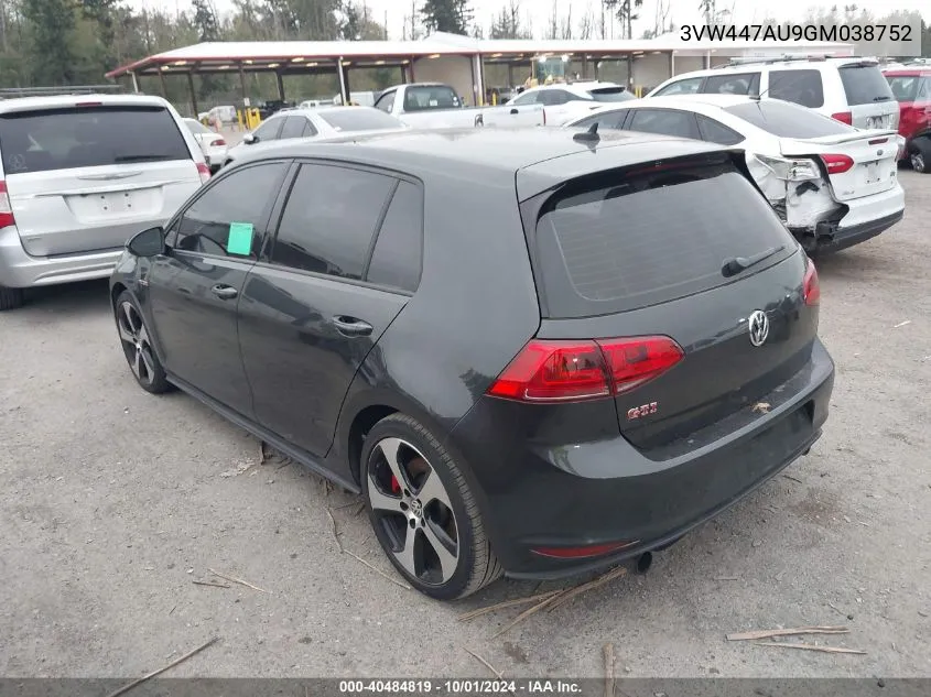 3VW447AU9GM038752 2016 Volkswagen Golf Gti Autobahn W/Performance Package 4-Door