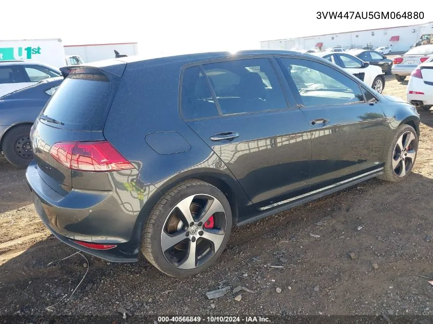 3VW447AU5GM064880 2016 Volkswagen Golf Gti Autobahn W/Performance Package 4-Door