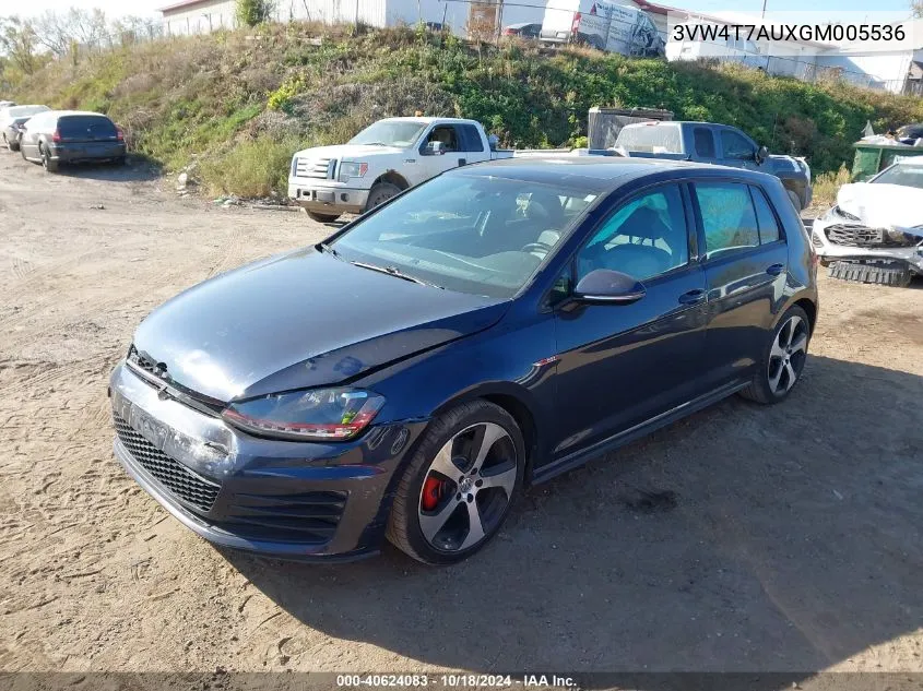 2016 Volkswagen Golf Gti Se 4-Door VIN: 3VW4T7AUXGM005536 Lot: 40624083