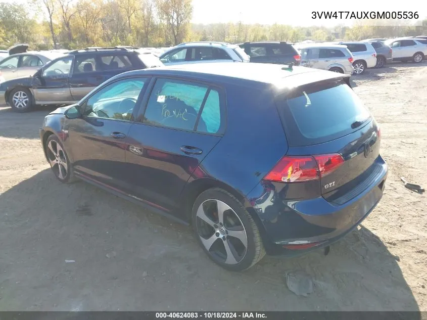 3VW4T7AUXGM005536 2016 Volkswagen Golf Gti Se 4-Door