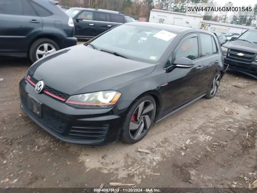 2016 Volkswagen Golf Gti Autobahn W/Performance Package 4-Door VIN: 3VW447AU6GM001545 Lot: 40875613