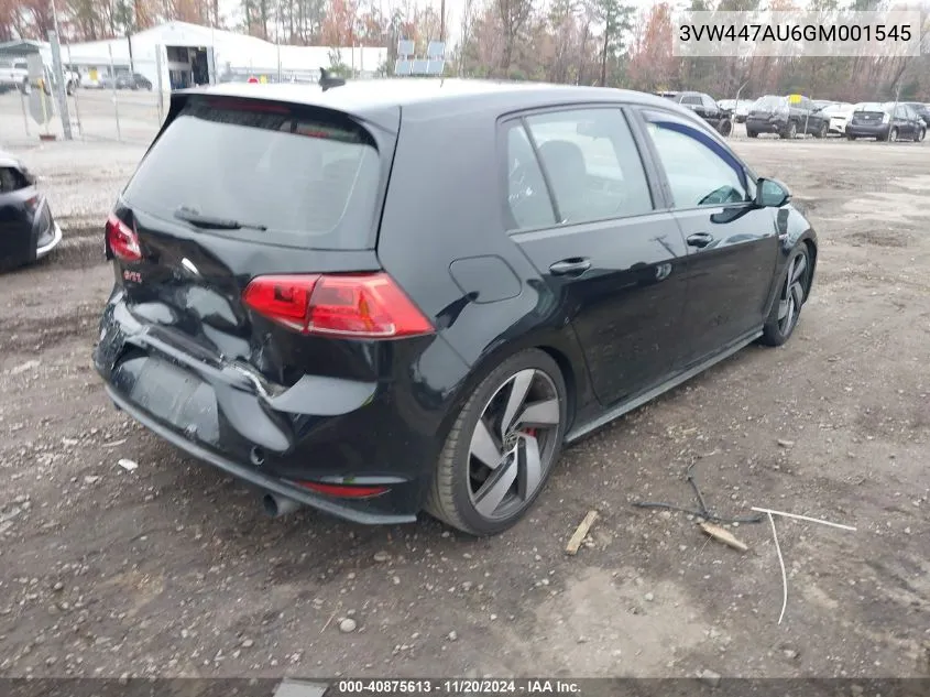 2016 Volkswagen Golf Gti Autobahn W/Performance Package 4-Door VIN: 3VW447AU6GM001545 Lot: 40875613