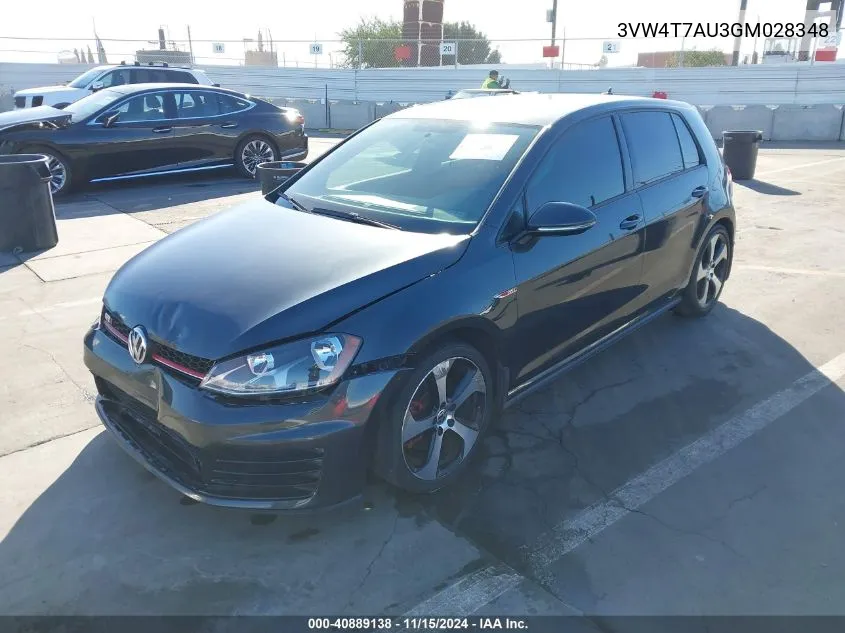 2016 Volkswagen Golf Gti S 4-Door VIN: 3VW4T7AU3GM028348 Lot: 40889138