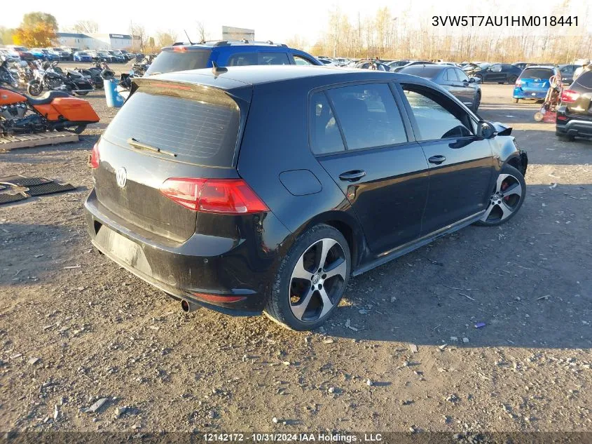 2017 Volkswagen Golf Gti VIN: 3VW5T7AU1HM018441 Lot: 12142172